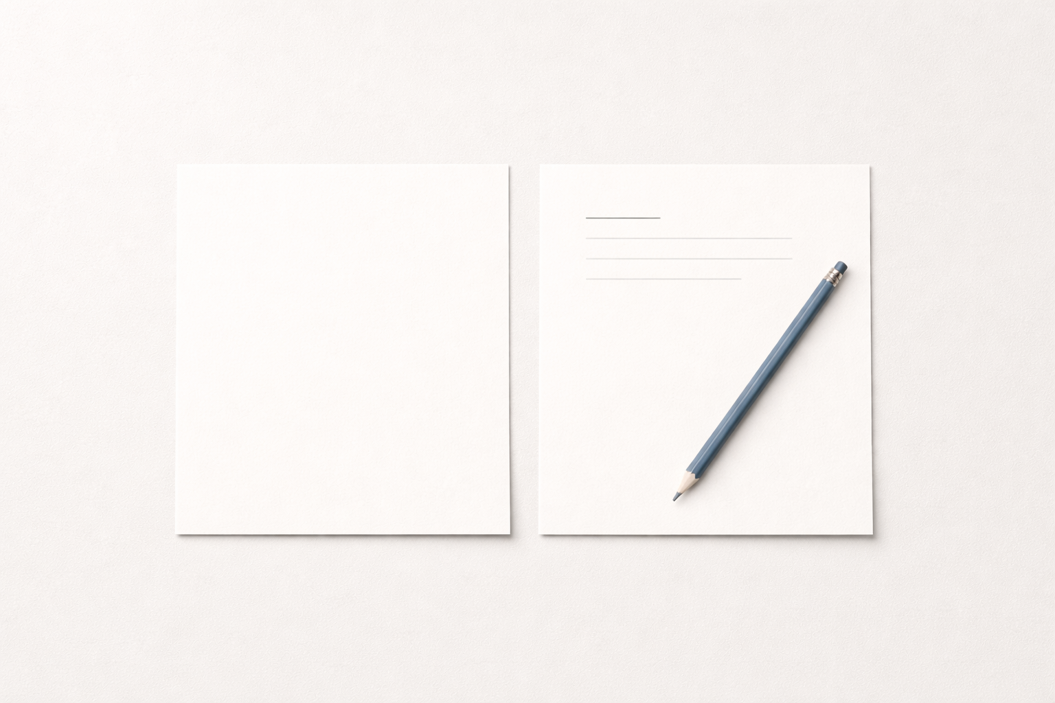 Blank and written papers with pencil